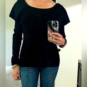 WHBM Fitted Off Shoulder Black Sweater Size S